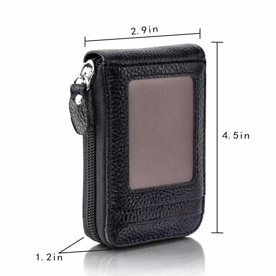 Mens RFID Blocking Leather Wallet Credit Card ID Holder Zipper Purse Waterproof