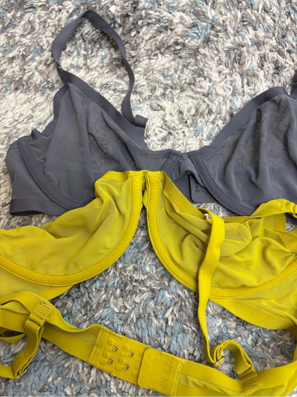 Cuup Bra Womens 34A Plunge Underwire Sheer Unpadded Cups Set Of 2 Solid Sexy