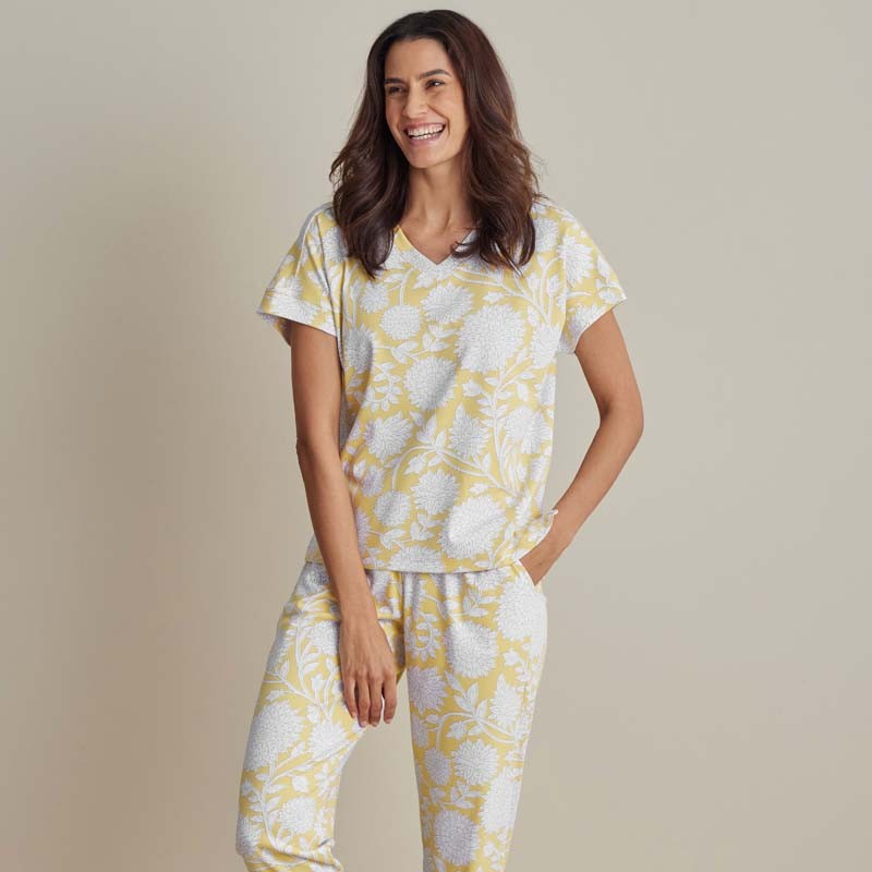 Printed Pima Cotton Women’s Jogger Pants Pajama Set