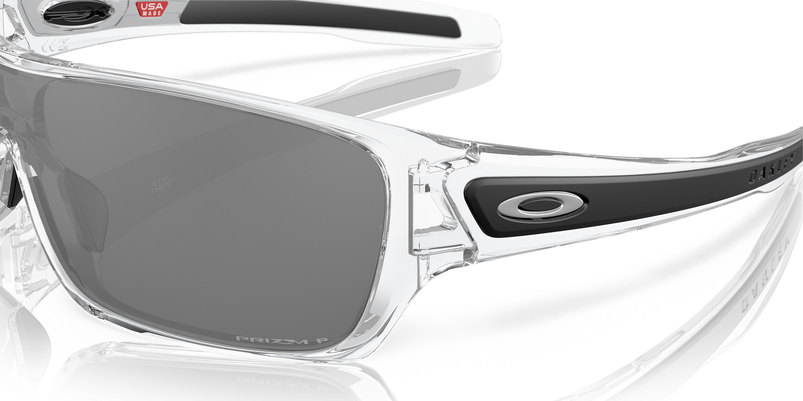 Oakley Turbine Rotor Polished Clear/Prizm Black Polarized Sunglasses OO9307-1632