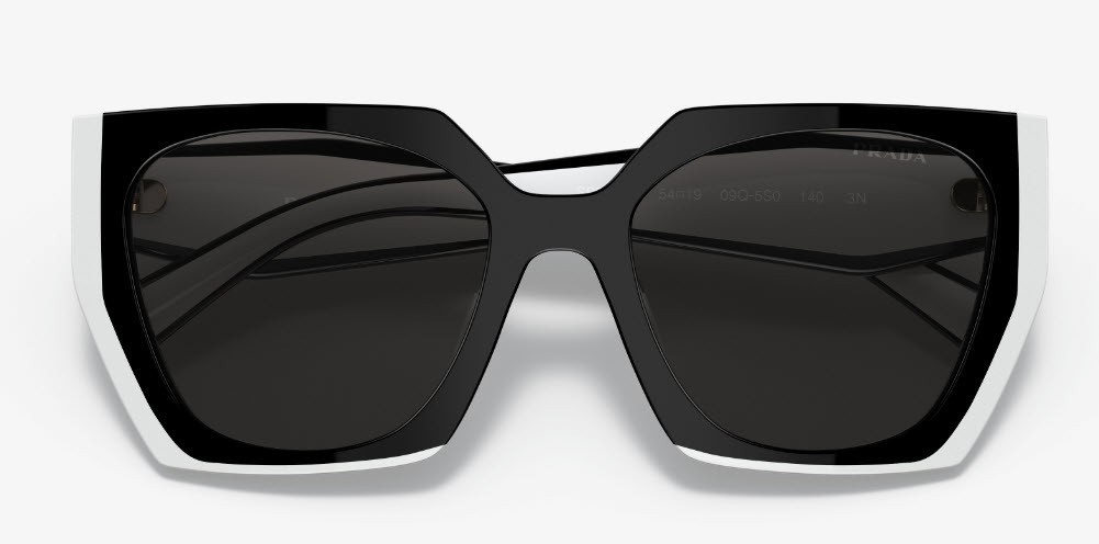 Prada PR 15WS Oversize Square Sunglasses Women Black White Frame UV400 Authentic