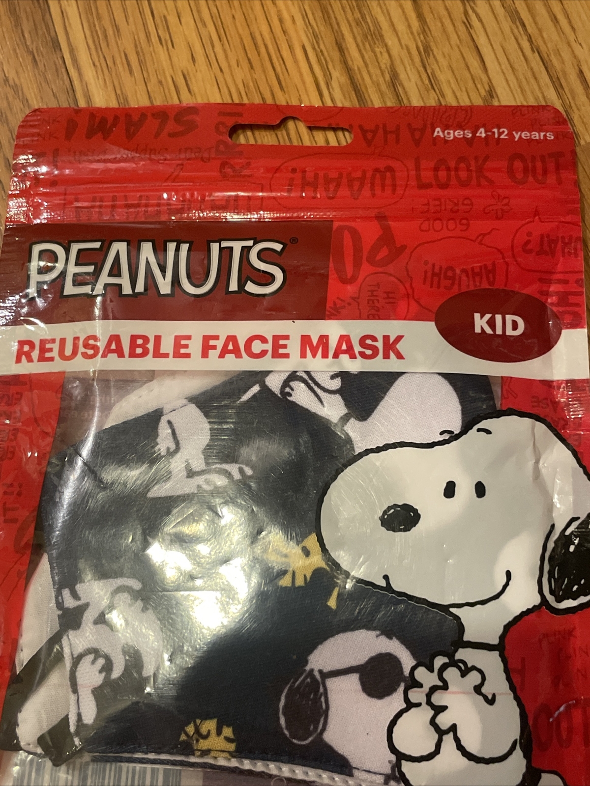peanuts joe cool kids size 4-12 years face mask