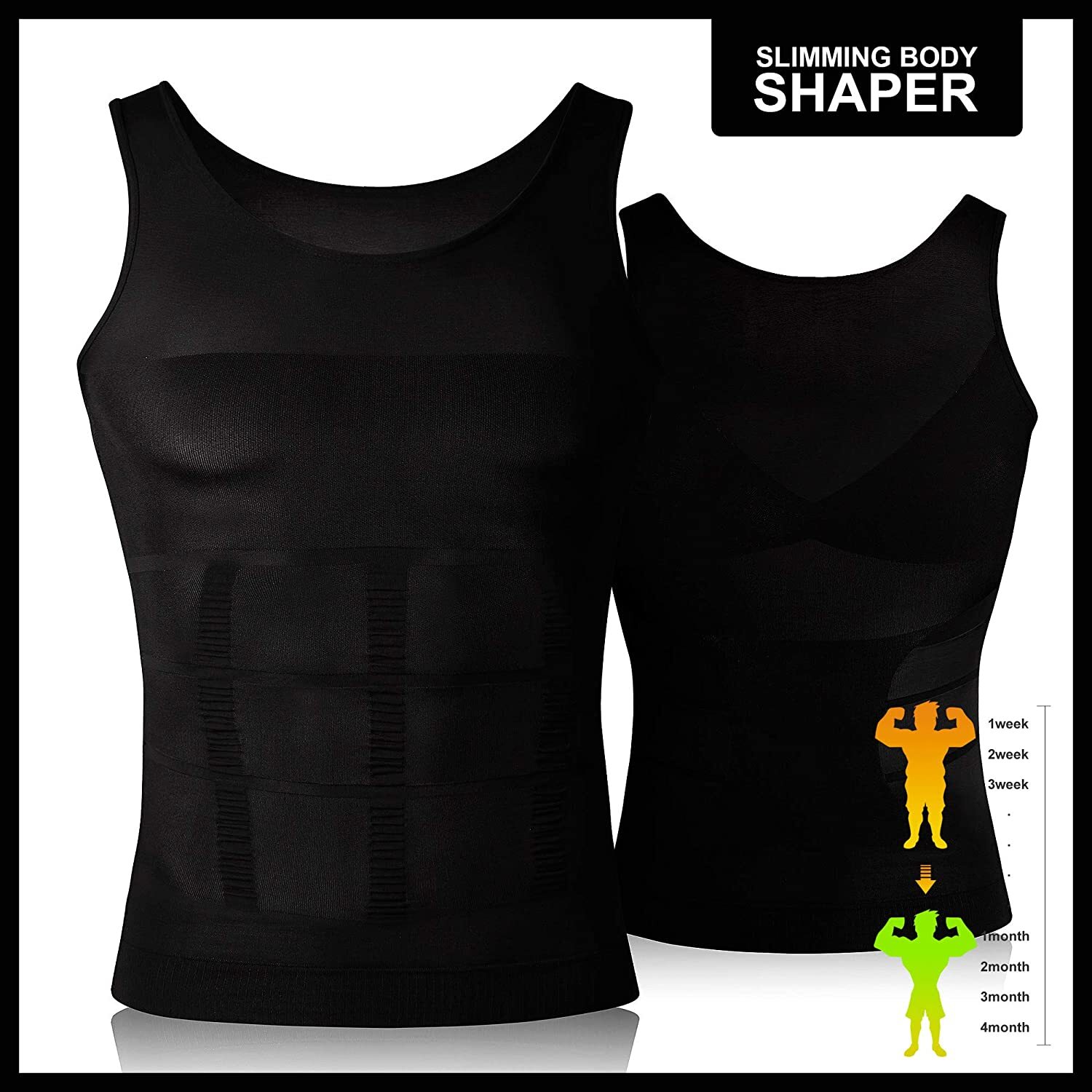 5 Pack Men Body Shaper Slim Belly Vest Compression Underwear Tank Tops Shapewear
