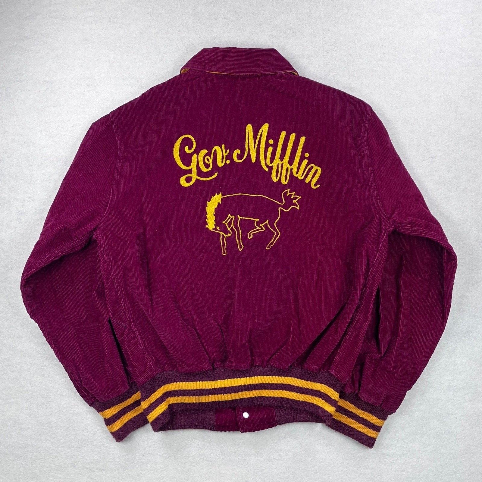 Vintage 50s 60s Maple Athletic Sportswear Corduroy Chain Stitch Jacket Burgundy