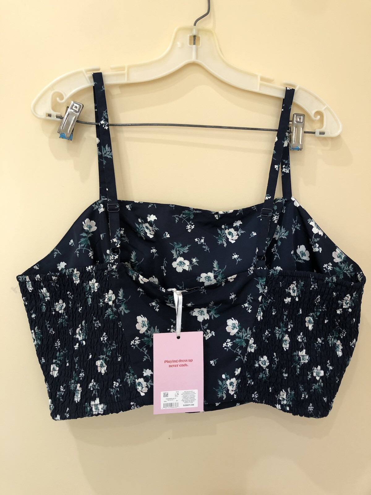 Old Navy Crop Top Cami Bra Navy Blue Beige Flowers Plus Size XXL Women’s