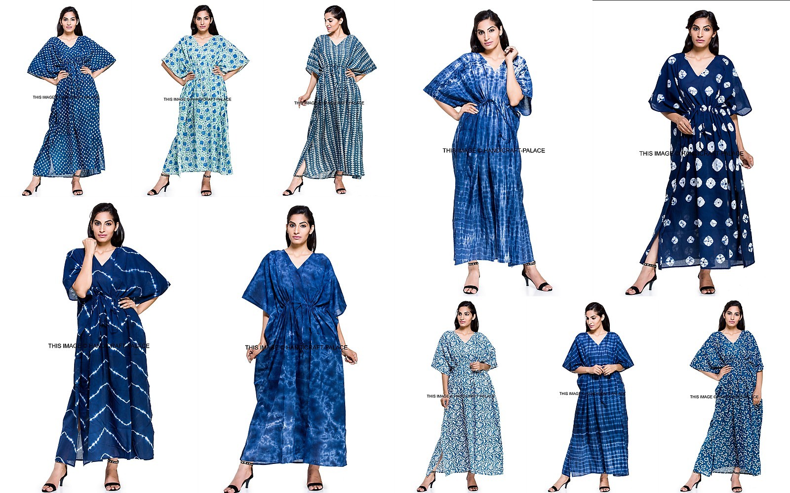 10 Pcs Wholesale Lot of Kaftan Women Kaftan Dress Indigo Blue Beach Long Caftan
