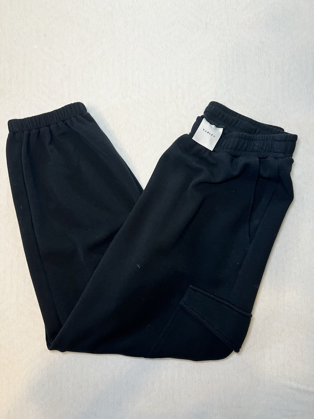 Varley Women’s Sweatpants Small Black Ribbed Joggers Drawstring Cargo Soft