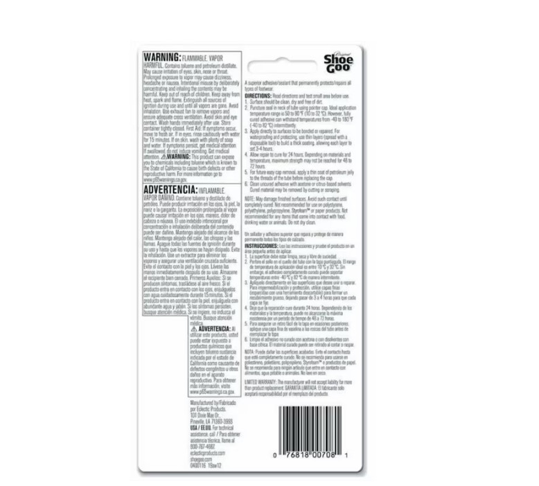 4 PACK Eclectic Shoe Goo Adhesive Glue, Shoe Repair, Clear, 110010, 3.7 fl. oz