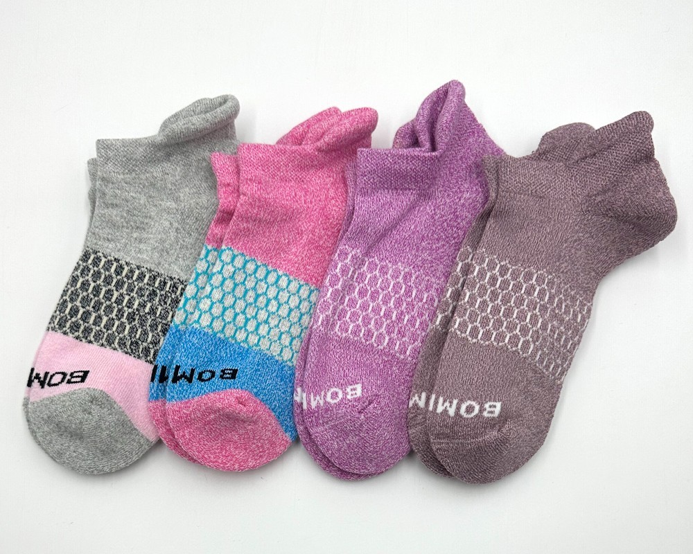 4 Pair BOMBAS Women’s Ankle Socks Cotton honeycomb athletic Size Med 4 Color Mix