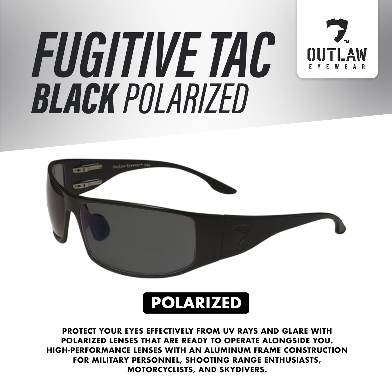 OutLaw Eyewear Fugitive TAC Polarized Tactical Sunglasses ANSI Z87.1 Made In USA