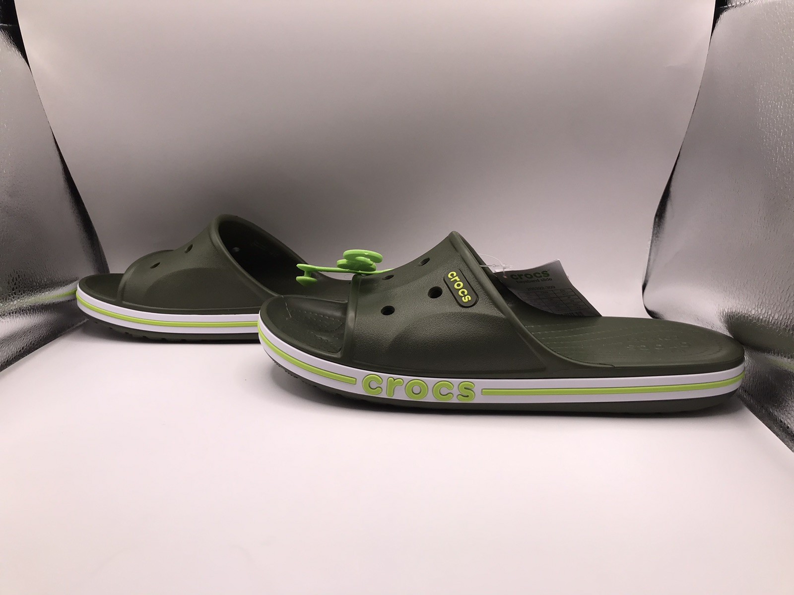 MEN’S CROCS ARMY GREEN BAYABAND SLIDE POOL/BEACH WATER FRIENDLY SANDAL 11 NWT