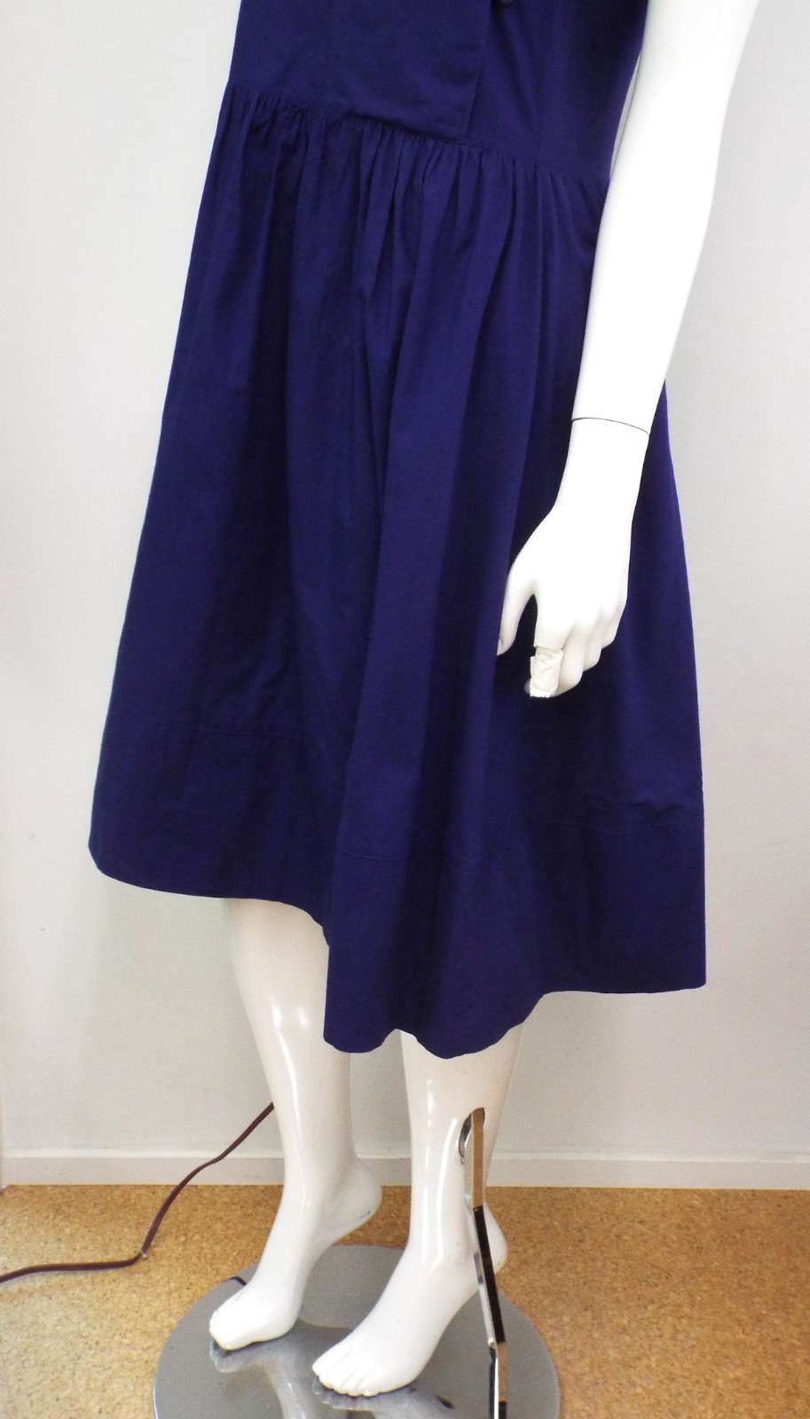 VTG 1980s KENZO Blue Puff Sleeve Dress Small Cotton Asymmetrical Button Wrap Top