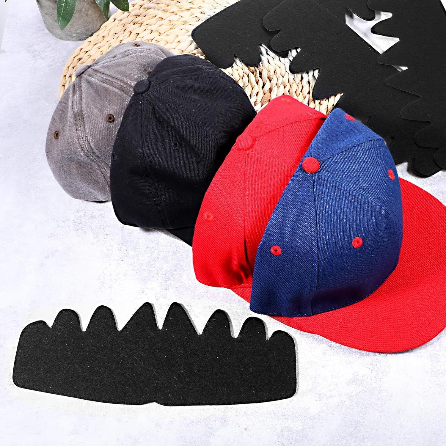 10 PCS Black Baseball Caps Inserts, Flexible Washable Hat Shaper Insert Reusable