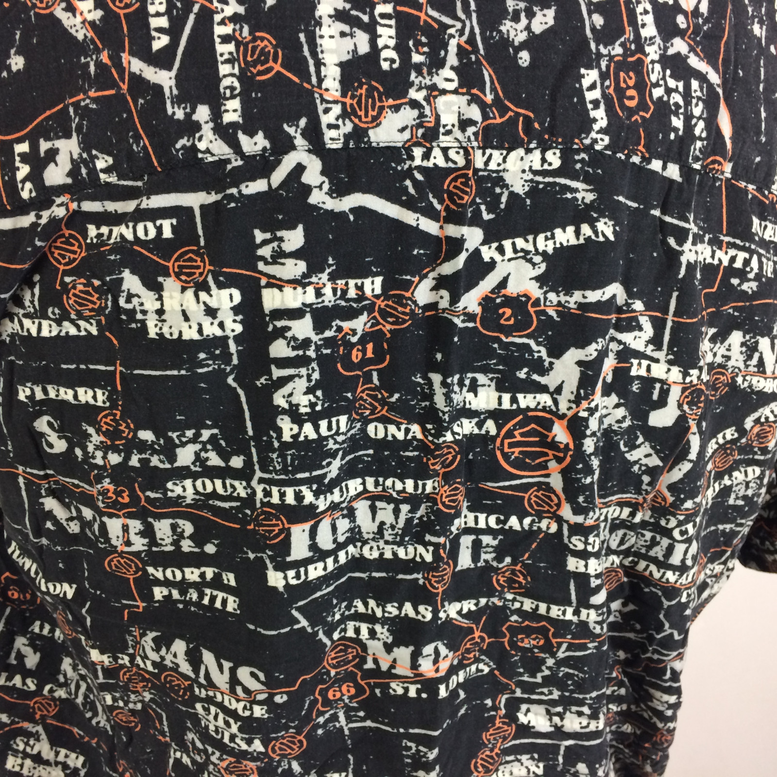 Vintage 80s 90s Harley Davidson Hawaiian Rayon Surf Beach Map Motorcycle Shirt