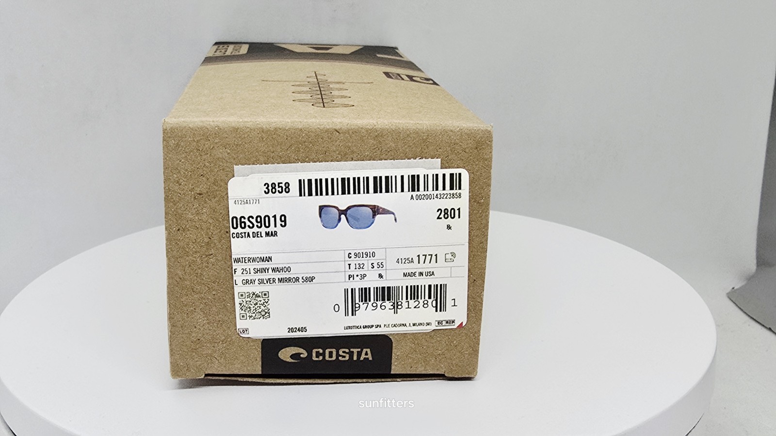 COSTA DEL MAR shiny wahoo/silver mirror WATERWOMAN polarized 580P sunglasses NEW