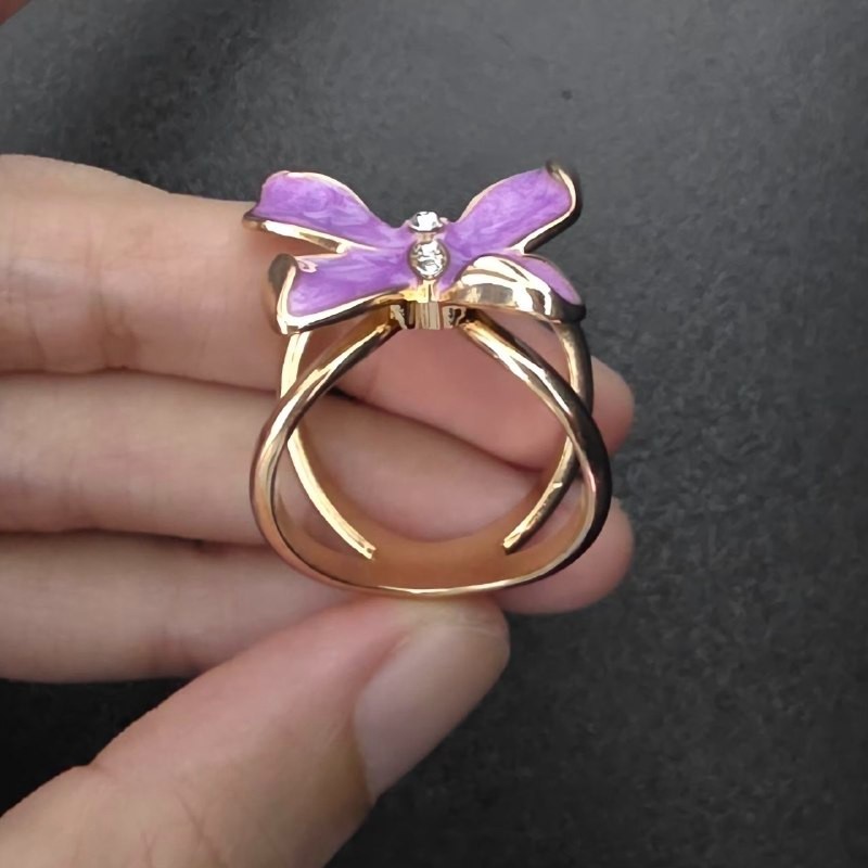 Purple Butterfly Scarf Ring Clip Gold Tone Crystal Hijab Scarf Buckle Accessory