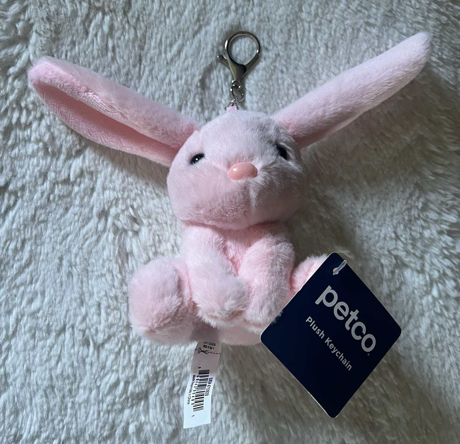 Pink Bunny Plush Key Chain Keyring Unisex Animal Theme