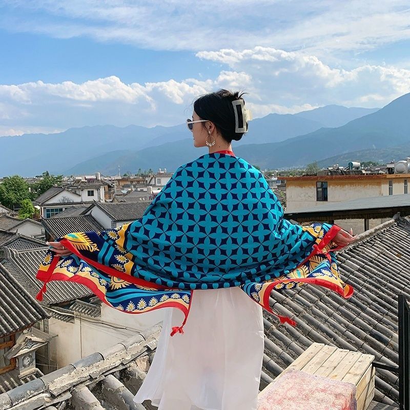 Ethnic Style Scarf Shawl Long Wrap Sunscreen Beach Travel Veil for Women