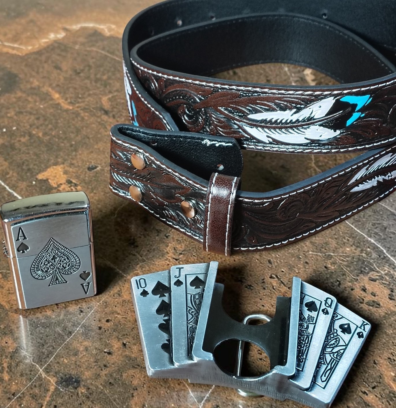 Poker Ace Lighter Belt Buckle Combo | Detachable Buckle | Fits 36–40 | $29.99