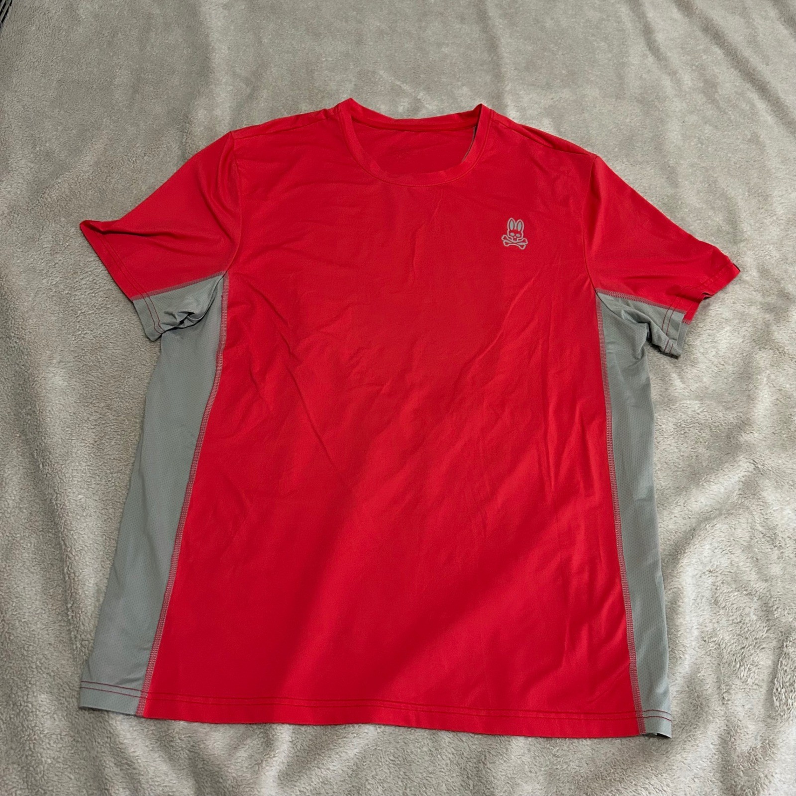 Psycho Bunny Performance T-Shirt Mens L Red Grey Mesh Activewear running jog