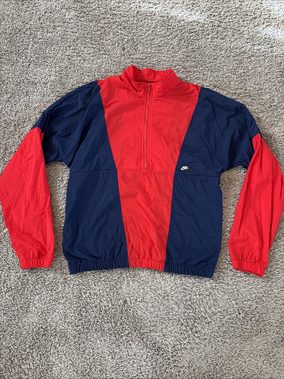 Vintage 80s 90s Nike Windbreaker Pullover Jacket Mens M Blue Red Block Sleeve