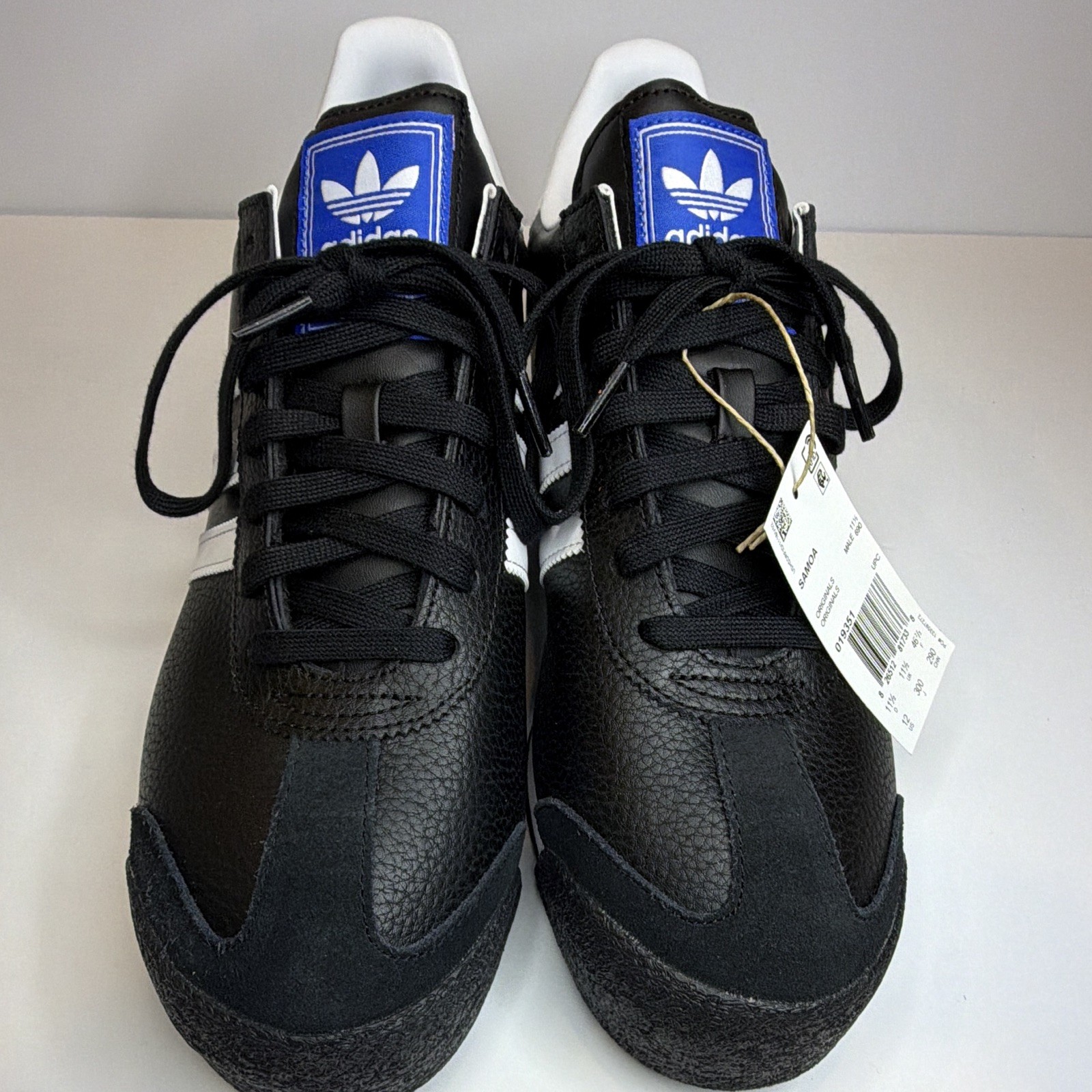 adidas Originals Samoa Men’s 12 Leather Lace-Up Sneakers Black/White 019351