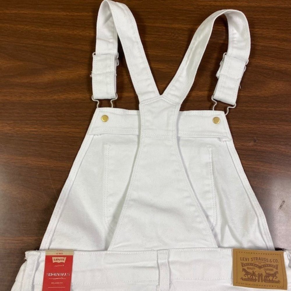 NWT Girl’s Levi’s White Relaxed Fit Stretch Shortalls, size 10 Reg