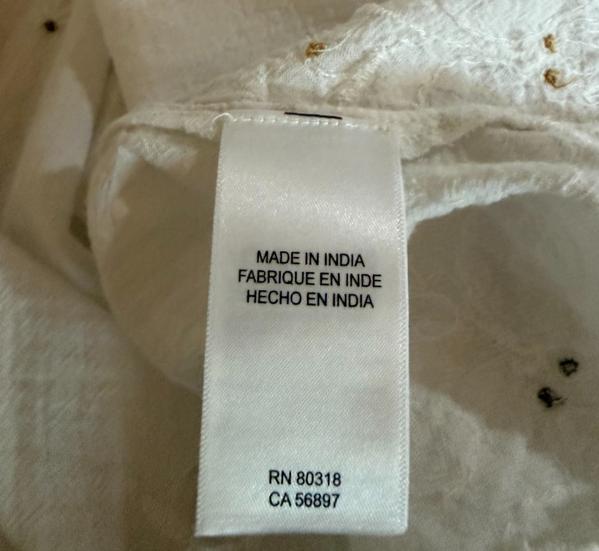 Lucky Brand Boho White Eyelet Embroidered Peasant Bouse Cotton Embroidered Med