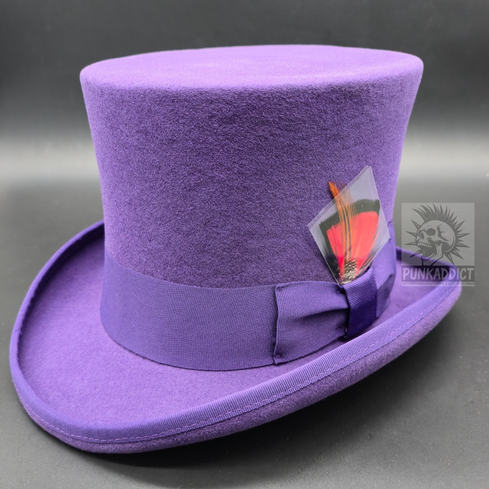 Black Top Hat Wool Felt Victorian Slash Mad Hatter Steampunk Rock Star USA