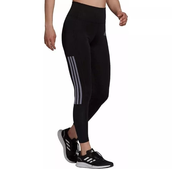 Adidas Womens Medium 3 Gray Stripe 7/8 Leggings – Black