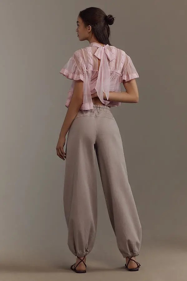 PILCRO mid-rise parachute pants Sz S EUC Beige Returns Accepted