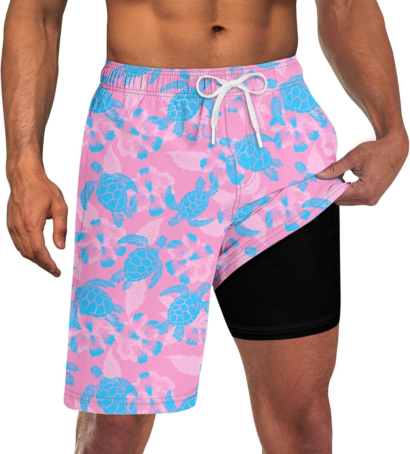 Mens Swim Trunks Quick Dry Compression Liner Pockets 9” Inseam M-3XL UPF 50+