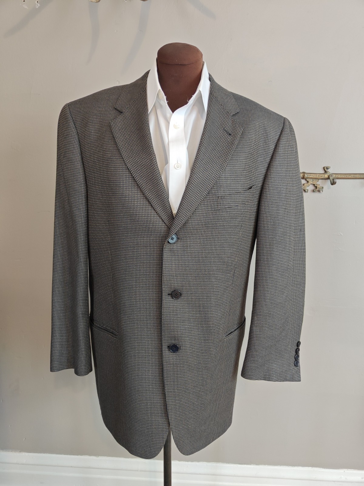 🇺🇸 Joseph Abboud Mens Wool Sports Coat 42R Black Gold USA 3 Button