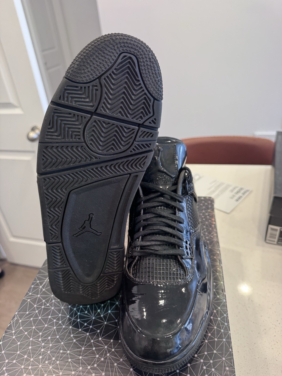 Jordan Air Jordan 11Lab4 Black Patent Leather Mid Top Basketball Sneakers