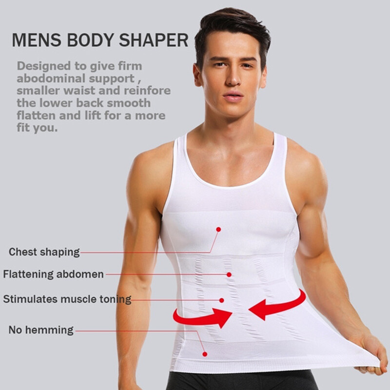 Men 3 Pack Body Shaper Slimming Belly Vest Compression Shirt Tank Tops Shapewear