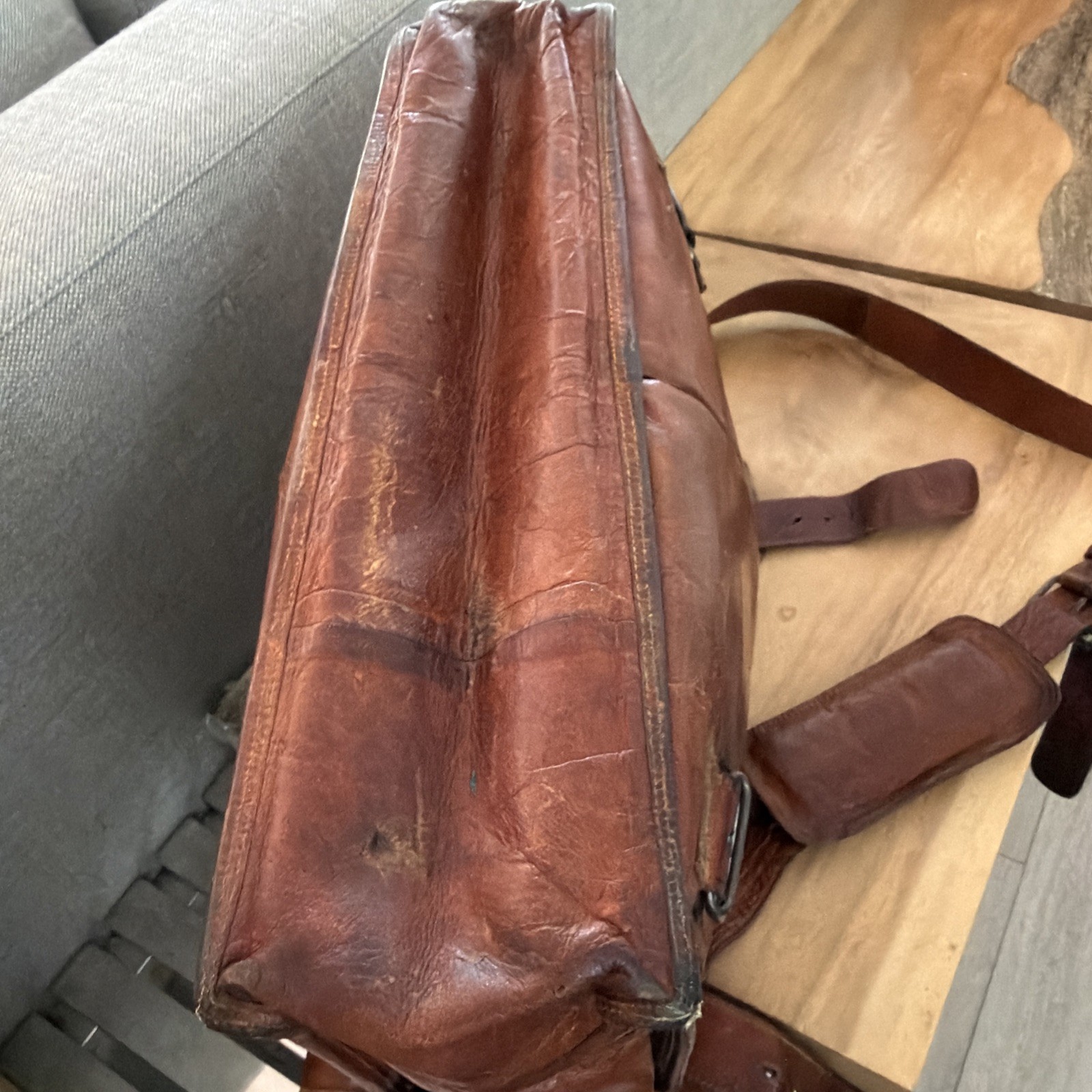Vintage Genuine Leather Large Messenger Bag and Briefcase Purse Men Shoulder Bag