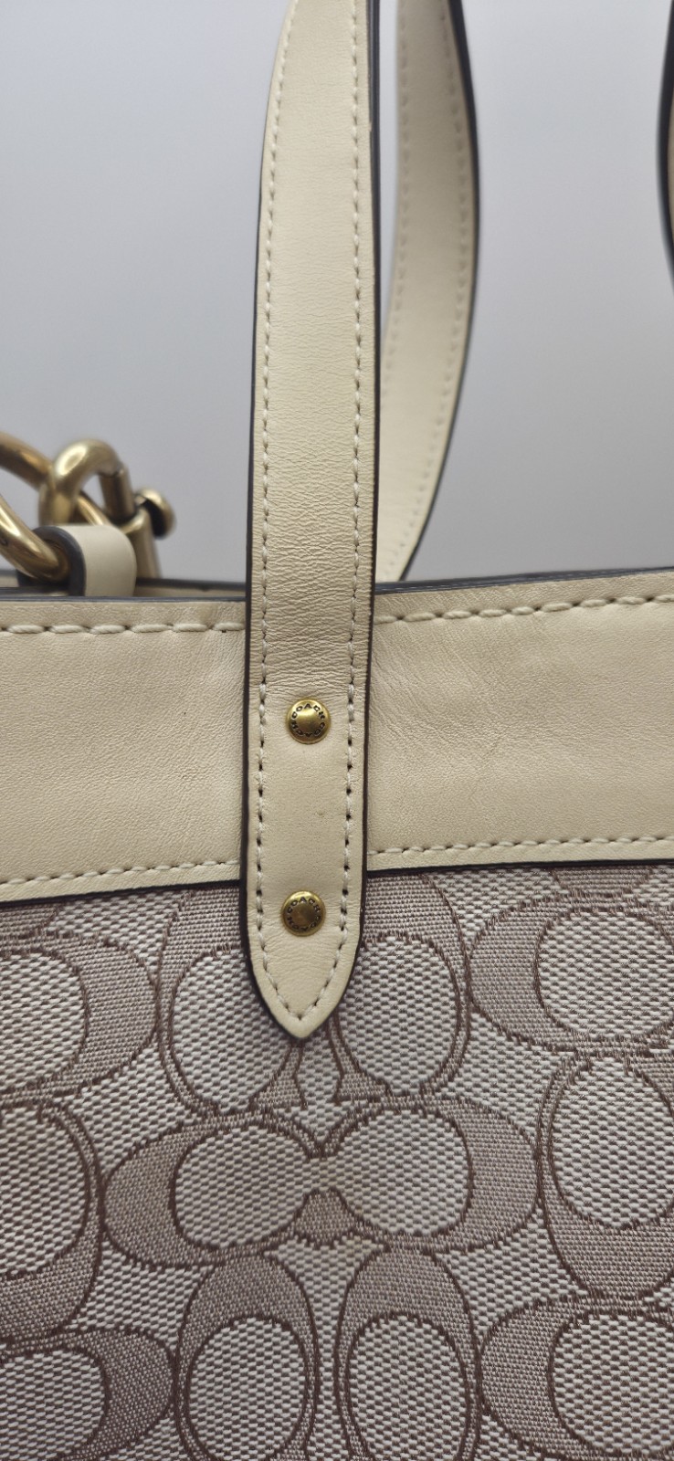 Coach Field Tote 30 In Signature Jacquard Beige