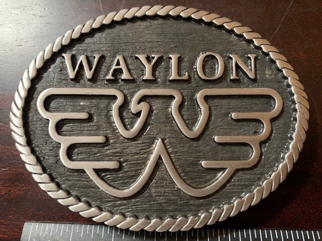 Waylon Jennings Flying W Solid Metal Pewter Metal Belt Buckle