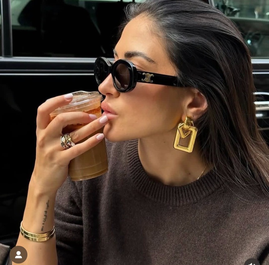 New Gold Triomphe CELINE CL40194U Black/Gray Lens Gold Oval Women’s Sunglasses