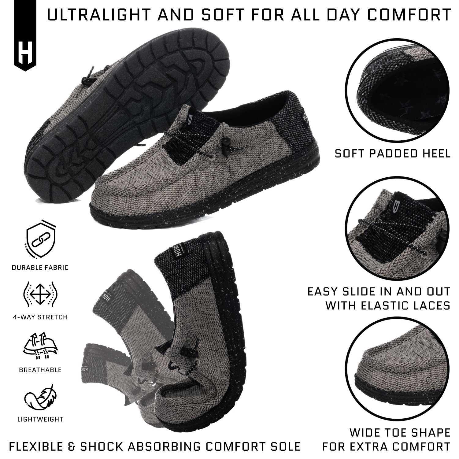 Howitzer Men’s Slip-On Shoes Roam Live Free Sneakers with Camo Print Footwear