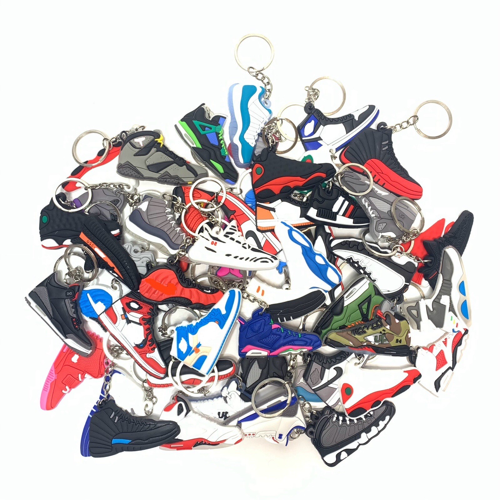 LOT of 10 Pcs 2D Sneakers Keychains Hype Beast Sneaker 2D Variety Of Keychains.