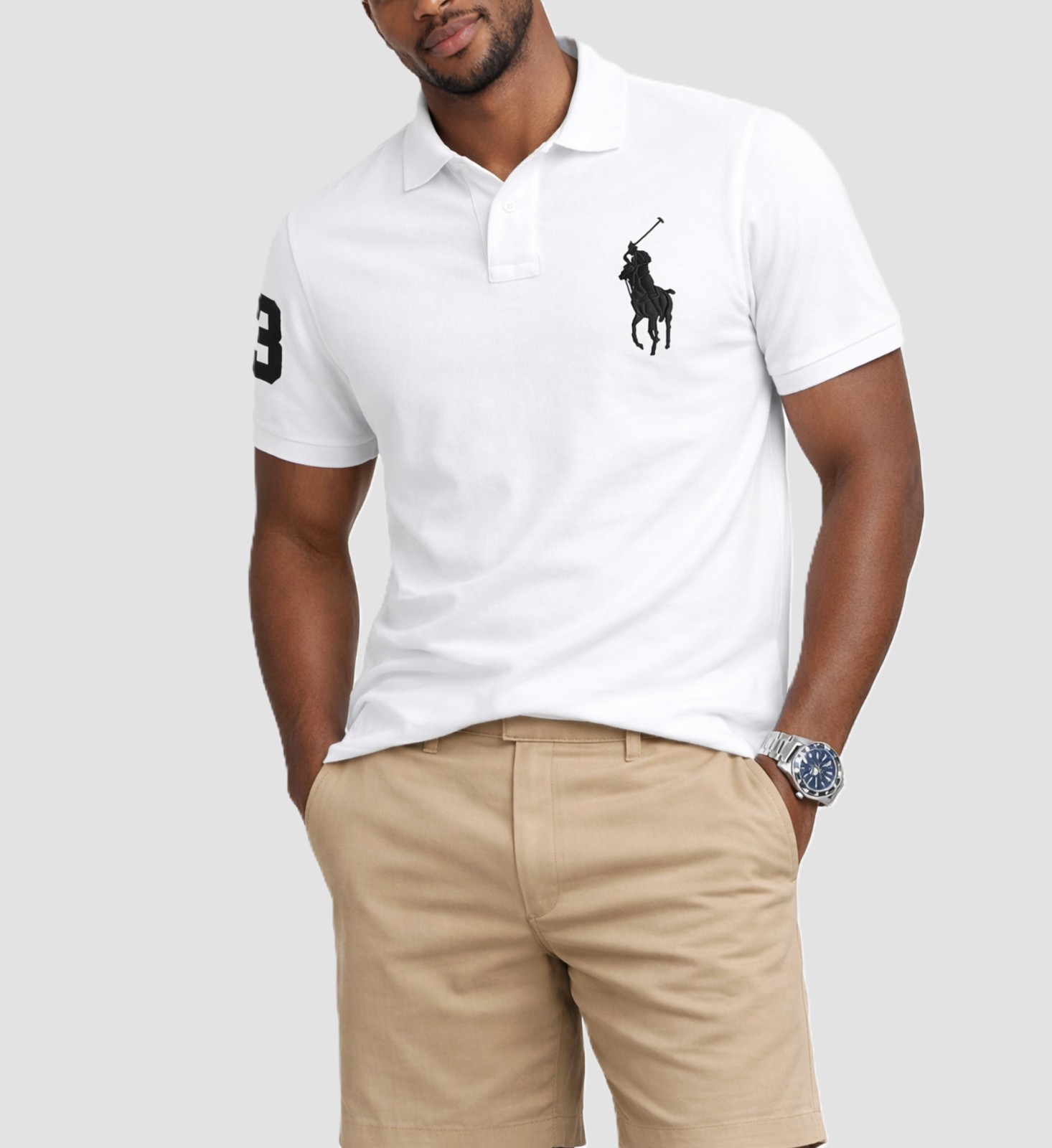 *NWT – POLO RALPH LAUREN Mens Big Pony Custom Fit Polo Shirt – WHITE – S – XXL