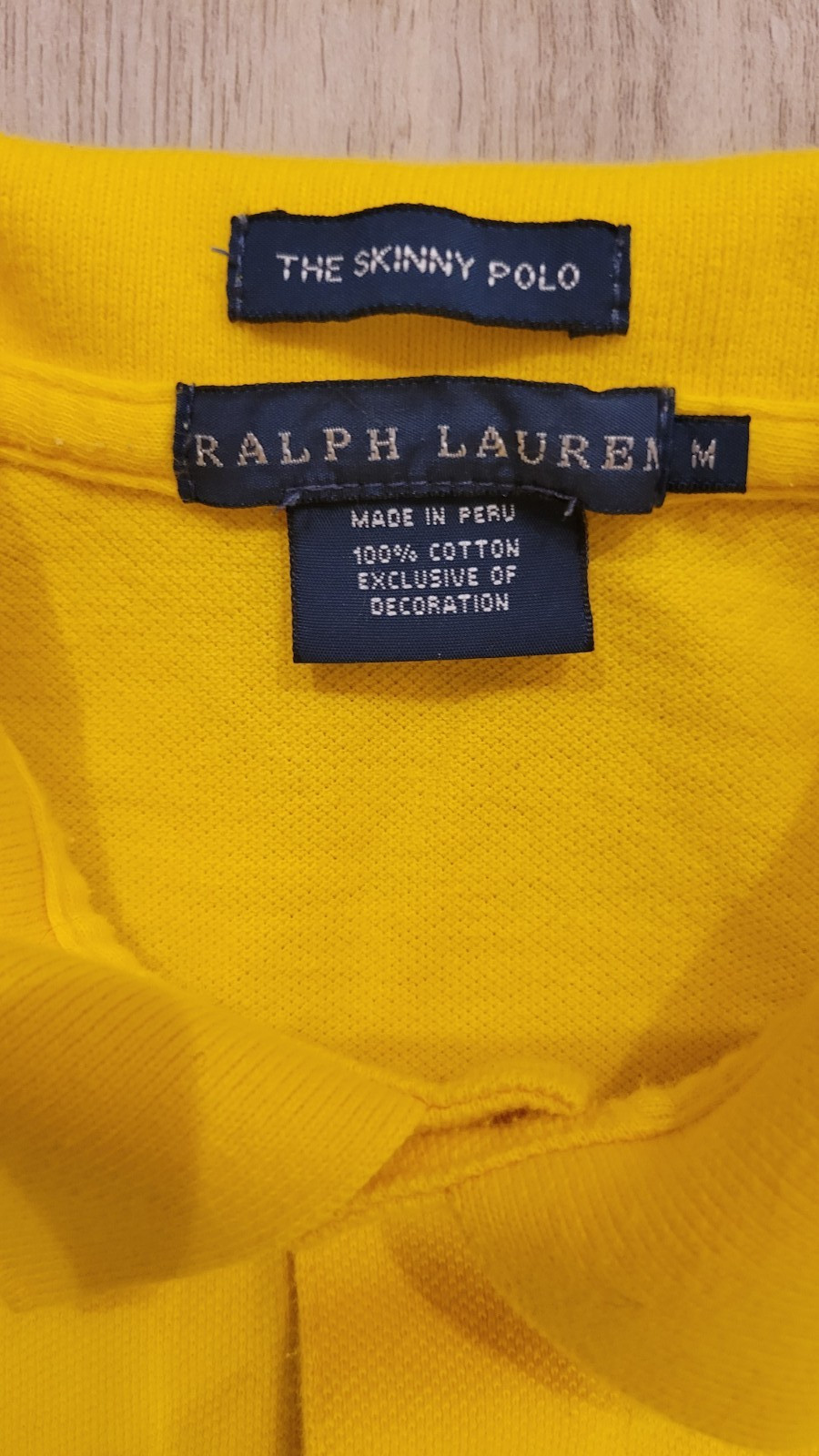 Ralph Lauren The Skinny Polo Shirt Womens Medium Yellow Cotton Pony Logo Golf