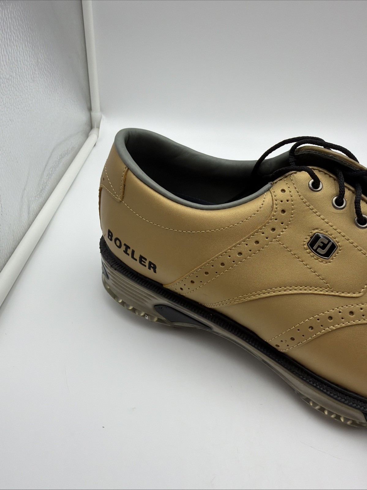 Foot-Joy DryJoys Mens Gold Purdue Shoes, Soft Spikes, Size 12