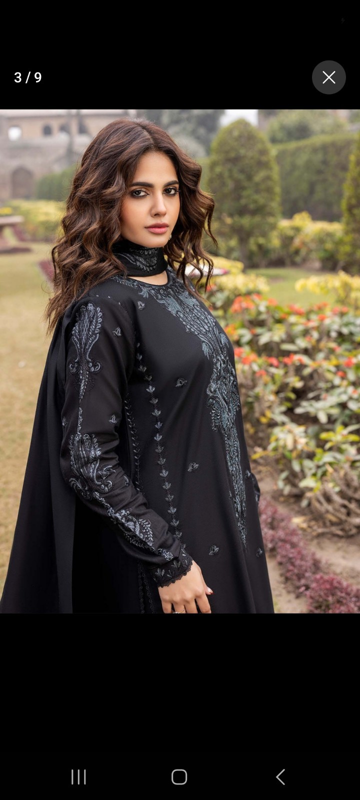Zarqun 2588-C Black Khaddar Kurtas/Kurti Set for Women S, Kurta Trouser Dupatta
