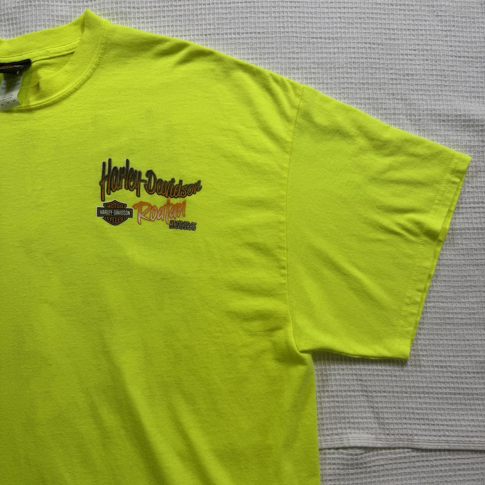 Harley Davidson T-Shirt Men’s XXL Roatan Honduras Neon Yellow