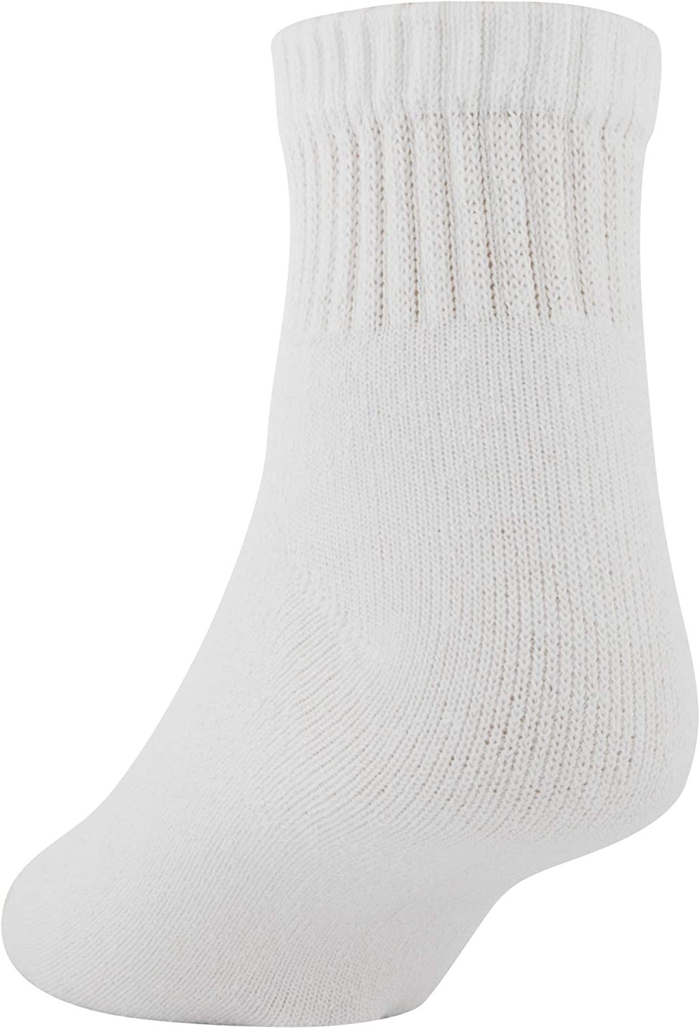 Mens Cotton Quarter Athletic Socks Crew White 6 Pack Sock 13-15 Shoe 12-16 XL
