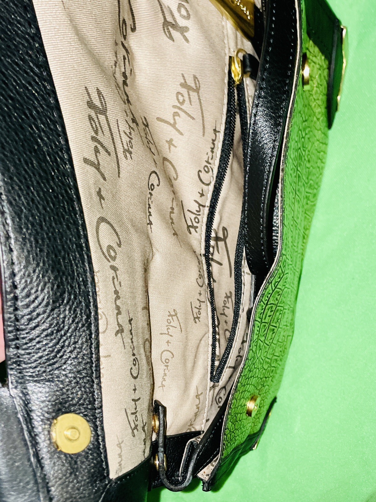 $295 FOLEY & CORINNA FRAMED FLAP GOLD CROCODILE EMBOSSED LEATHER CROSSBODY BAG