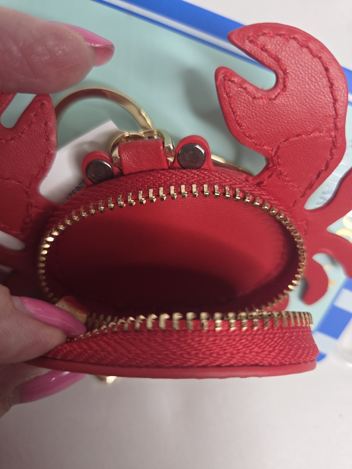 Piper K Red Crab Zip Coin Bag Charm & Key Chain NEW