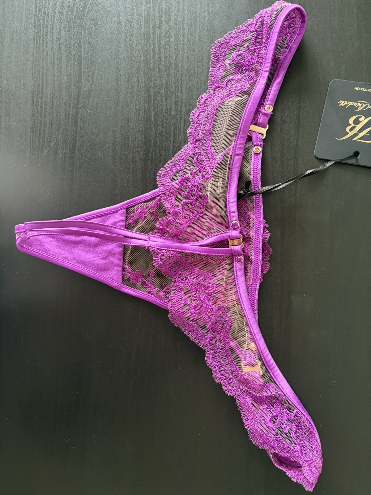 New Honey Birdette Gabrielle Orchid Purple Thong String Size Medium